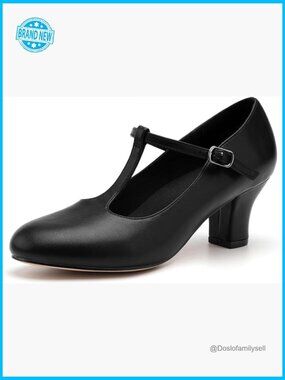 T-Strap Dance Heels 2.5 Inch Block Heel Character Shoes Ballroom Salsa Tango